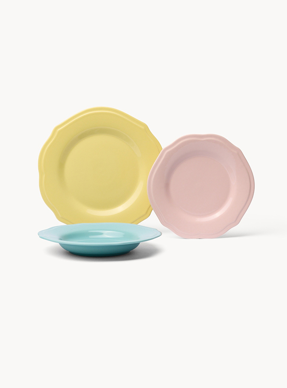 Set 18 piatti in ceramica pastello