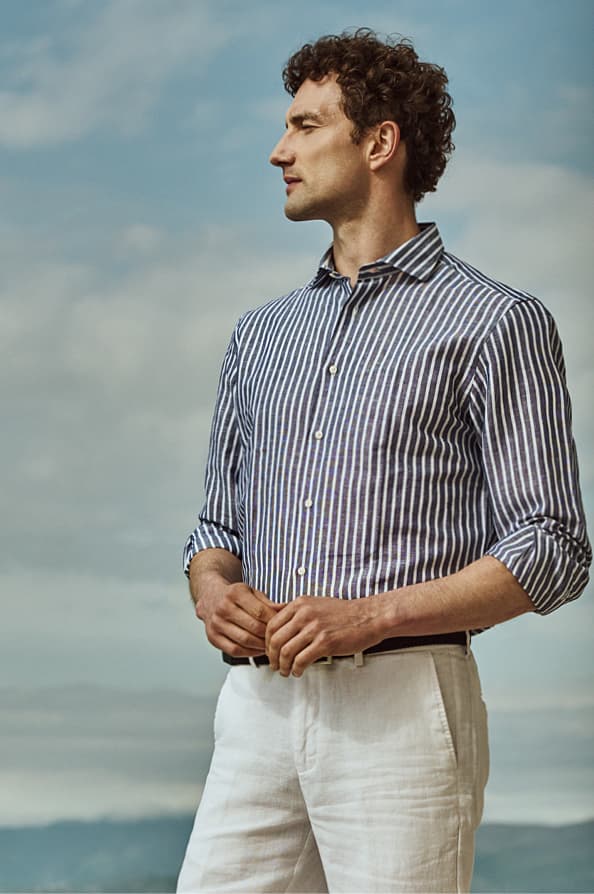 Camicia in lino e cotone a righe