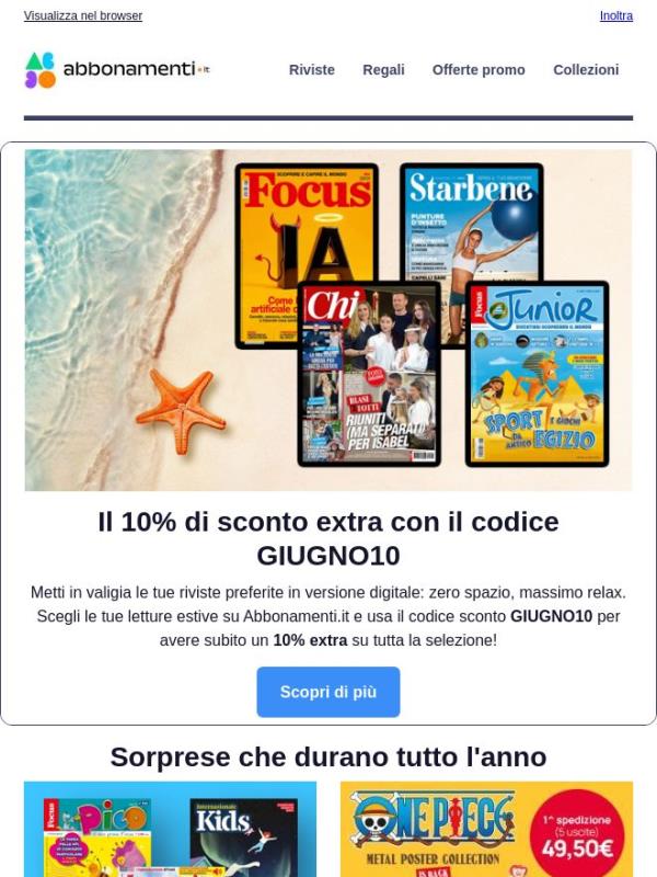 Scopri le offerte del mese di GIUGNO
