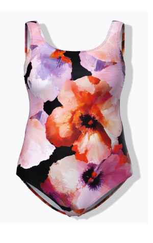 Costume da bagno, fiori, senza coppe soffici, fascia sottoseno