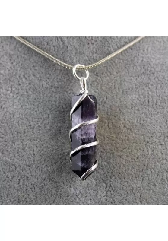 Image of Ciondoli AMETISTA con Spirale Argento Cristalloterapia Chakra Reiki Zen A+