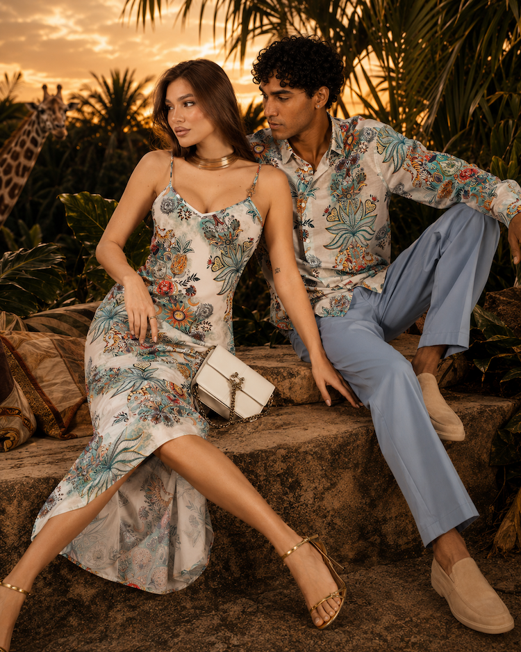 JUST CAVALLI Abito midi panna