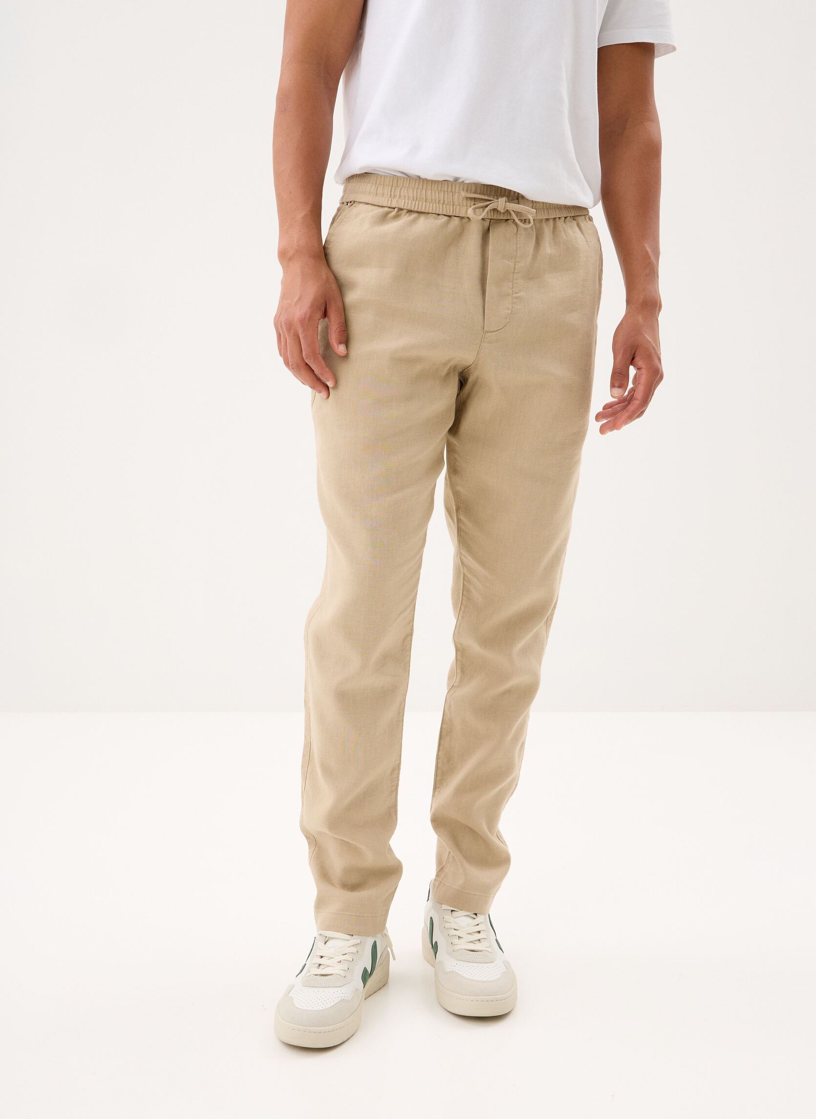 Tommy Hilfiger Pantalons chino Harlem Po Sorona Lin MW0MW42336 homme beige