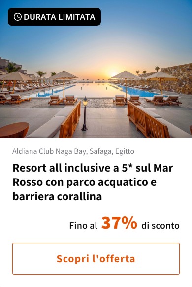 Resort all inclusive a 5* sul Mar Rosso con parco acquatico e barriera corallina