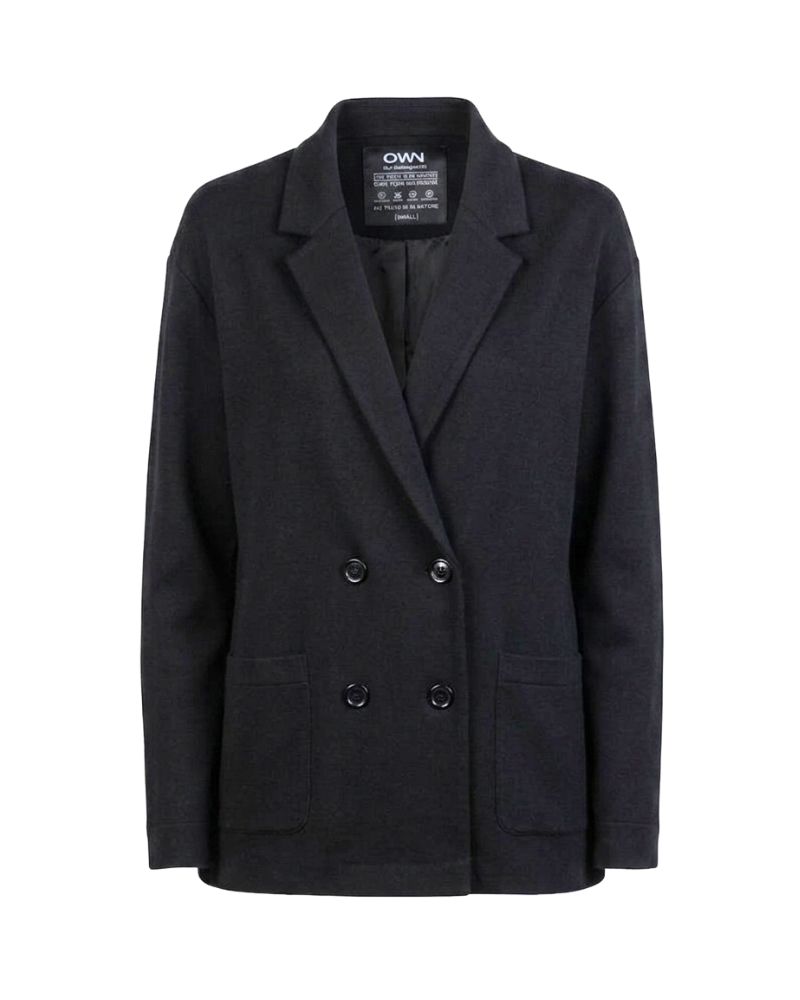 Giacca Blazer Doppiopetto in Interlock Black