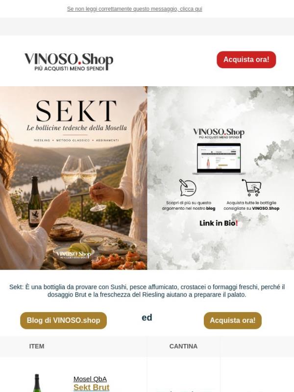 🍣 VINOSO | Sekt: È una bottiglia da provare con #Sushi, pesce affumicato, crostacei