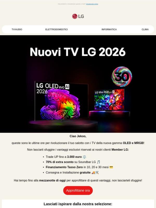 🚨Ultima chiamata per i nuovi TV LG 2026