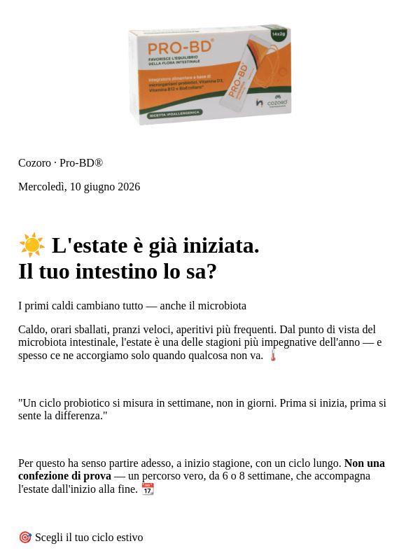 ☀️ L'estate è già iniziata — hai iniziato il tuo ciclo Pro-BD®?