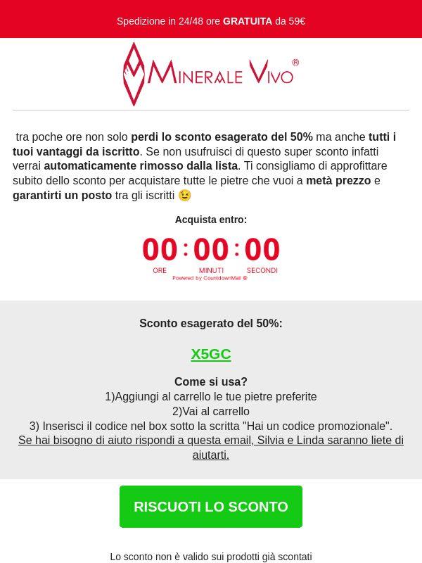 Poche ore: fine sconto 50% e cancellazione automatica 😢