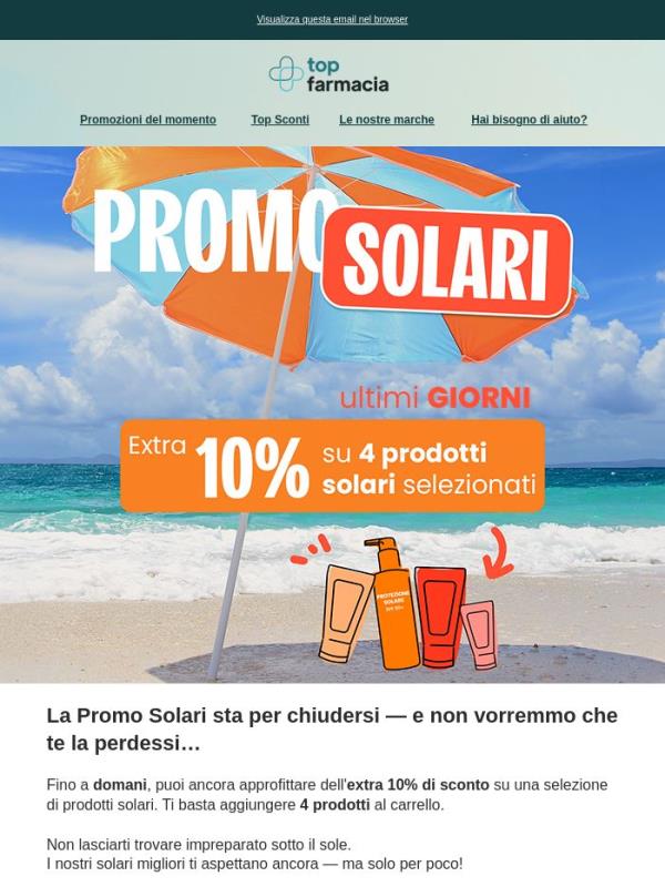 ⏳ Quasi finita: extra 10% sui solari selezionati