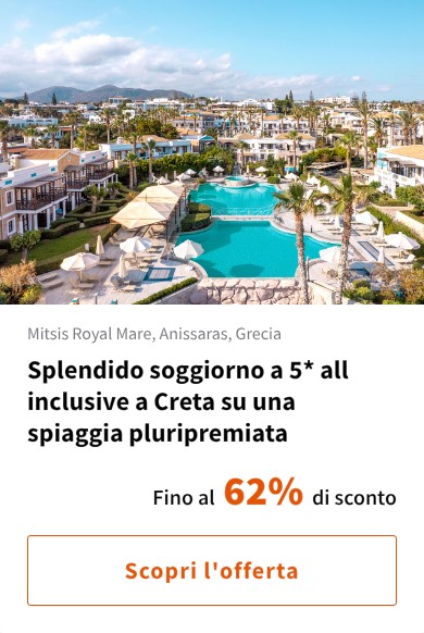 Splendido soggiorno a 5* all inclusive a Creta su una spiaggia pluripremiata