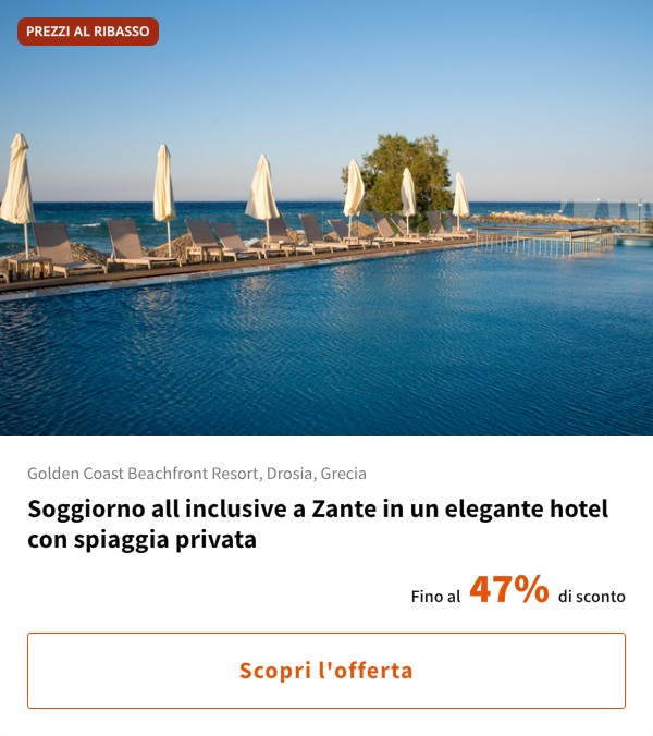 Soggiorno all inclusive a Zante in un elegante hotel con spiaggia privata