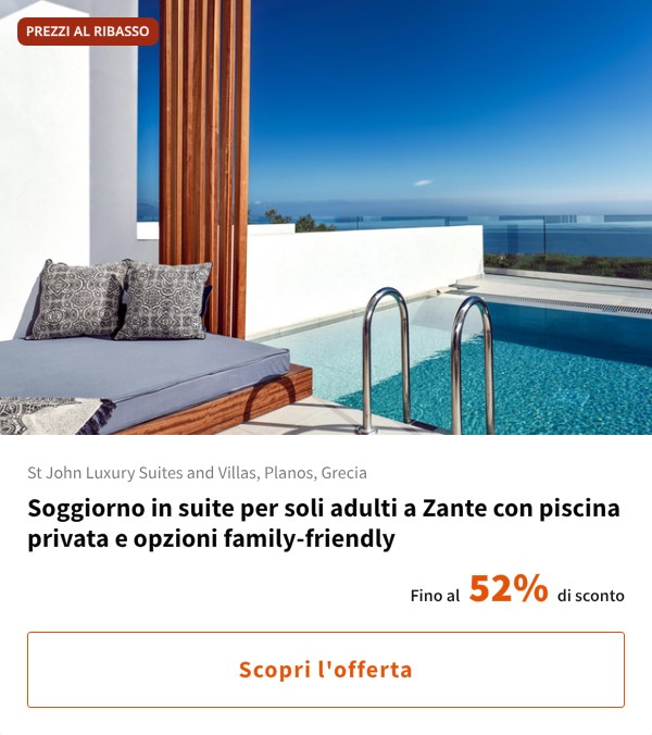 Soggiorno in suite per soli adulti a Zante con piscina privata e opzioni family-friendly