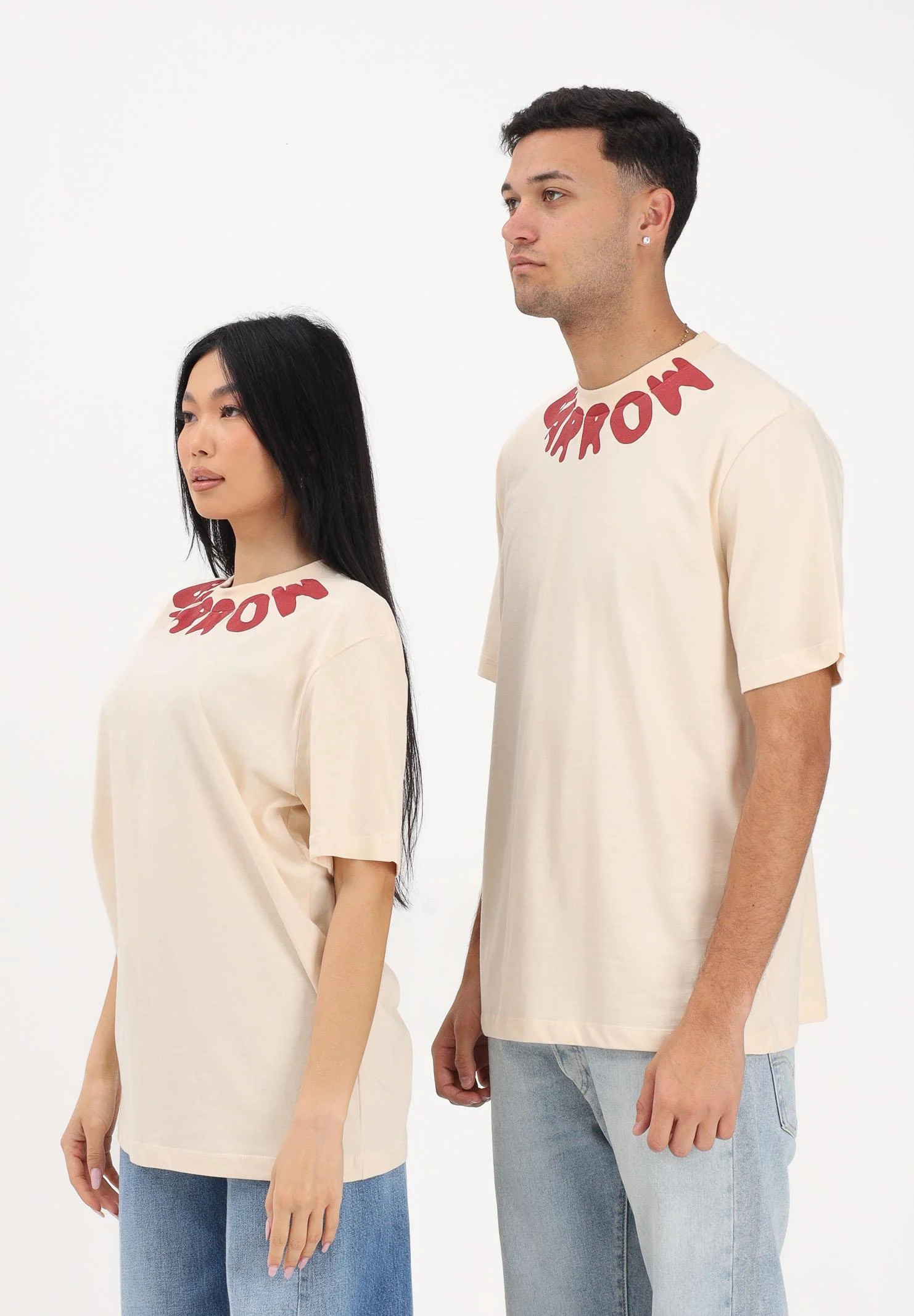 Image of BARROW T-shirt a manica corta crema per uomo e donna con girocollo logato
