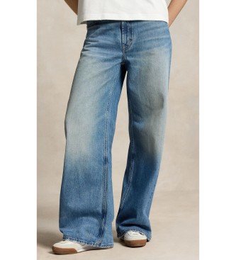 Jeans a gamba larga e taglio rilassato blu