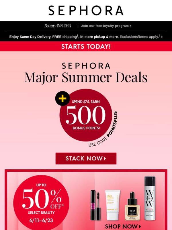 STARTS TODAY: up to 50% off select beauty 🎀