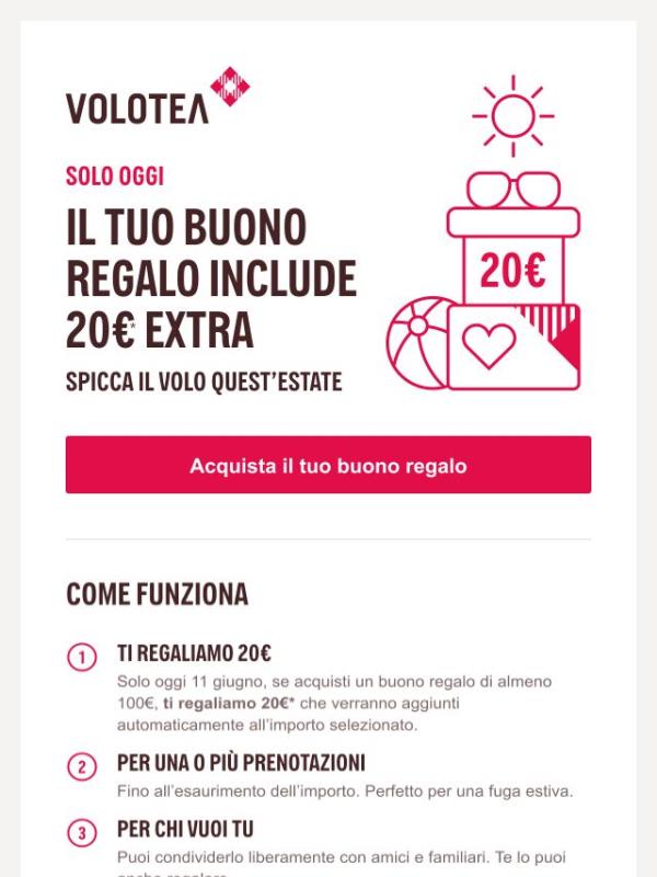 Oggi il tuo buono regalo ti offre un vantaggio in più 😎 ✈️