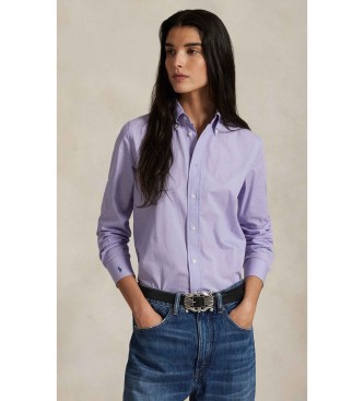 Camicia in cotone elasticizzato fil-à-fil lilla