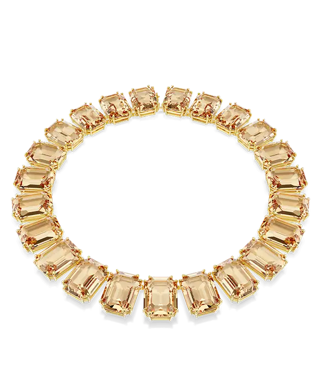Collana Millenia, Cristalli oversize, Taglio Octagon, Caramello, Placcato color oro