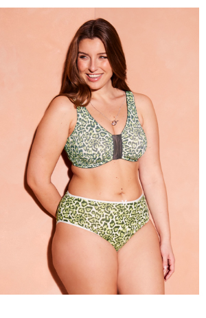 Bustier senza ferretto con design leopardato e chiusura anteriore