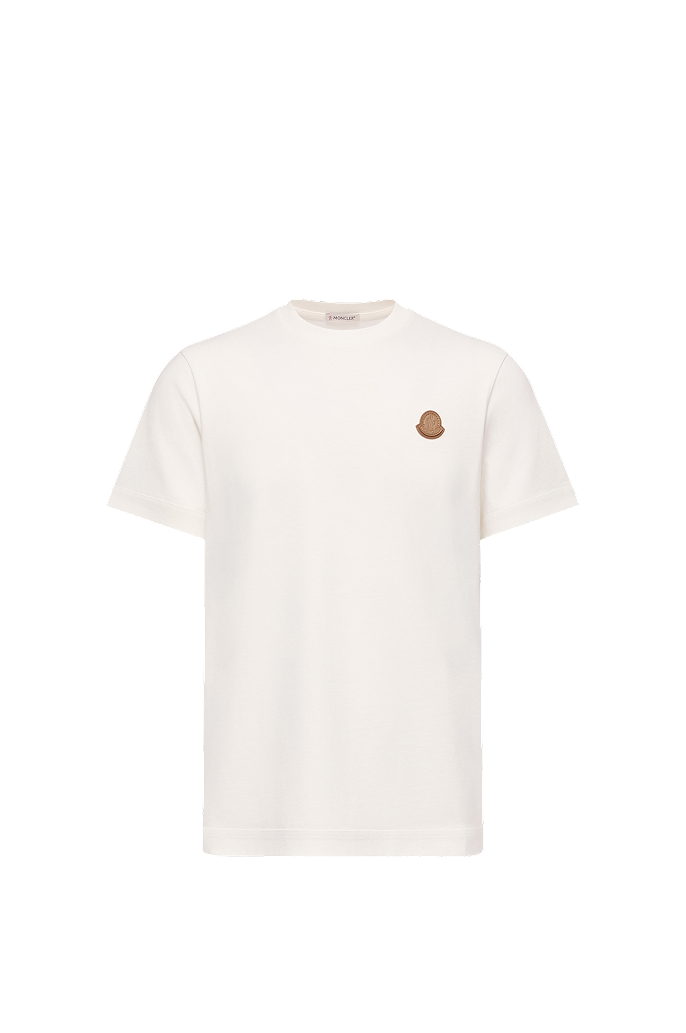 T-shirt in cotone con doppio logo in pelle