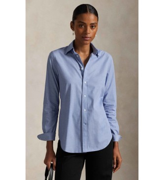 Camicia in cotone elasticizzato fil-à-fil blu