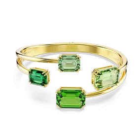 Bracciale rigido Millenia, Taglio Octagon, Verde, Placcato color oro