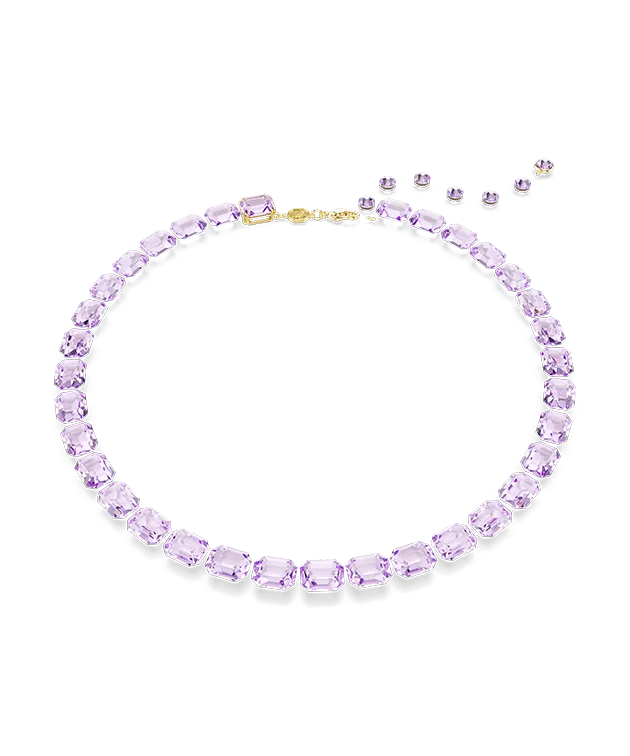 Collana Millenia, Taglio Octagon, Viola, Placcato color oro