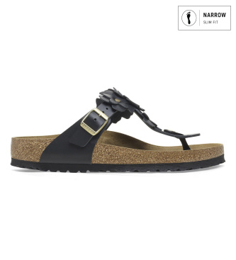 Sandali in Pelle Gizeh Flowers (Vestibilità Stretta) nero