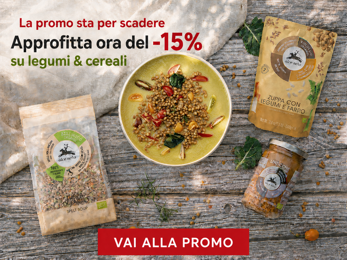 Last call Legumi e cereali: -15% su tutta la selezione