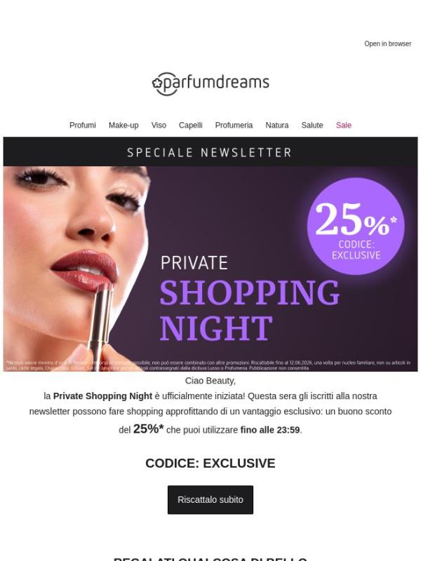 -25% fino alle 23:59 💙 Private Shopping Night