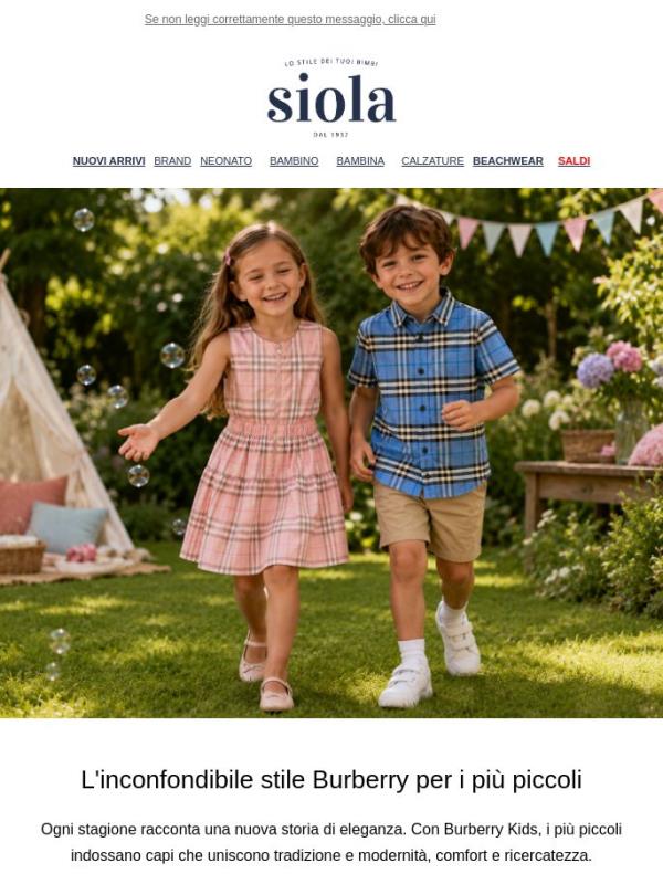 ⭐  L'inconfondibile stile Burberry per i più piccoli su Siola ⭐