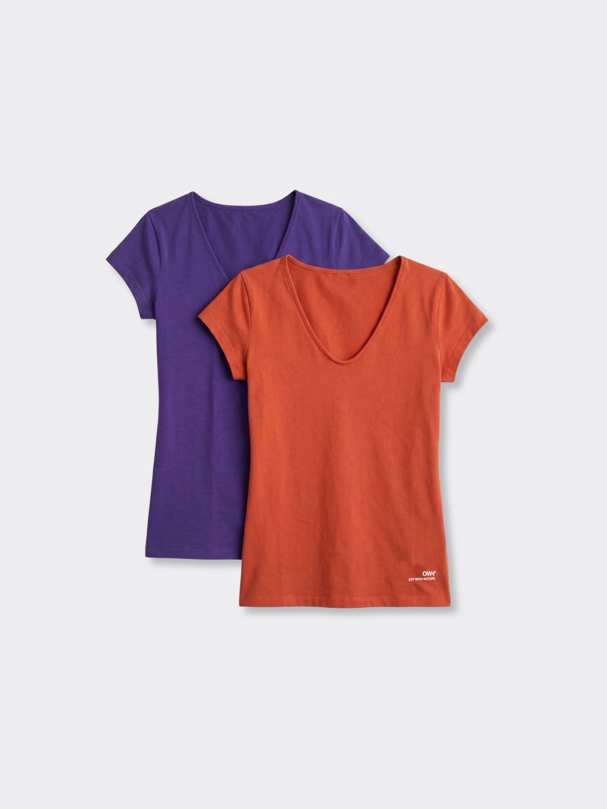 T-Shirt Scollo a V Tomato e Viola - Set da 2