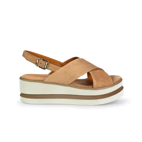 Gianmarco Sorelli Sandalo Donna Platform con Zeppa in Camoscio Beige