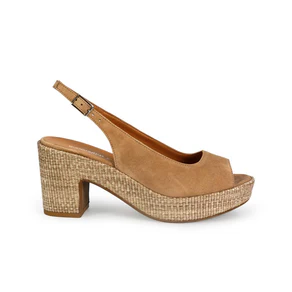 Gianmarco Sorelli Sandalo Donna con Tacco e Plateau in Camoscio Beige