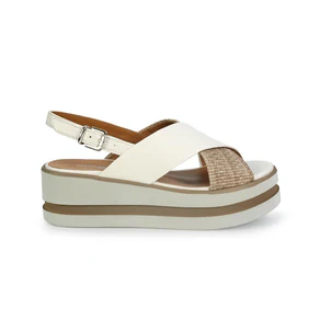 Gianmarco Sorelli Sandalo Donna Platform con Zeppa in Pelle Bianca Noce