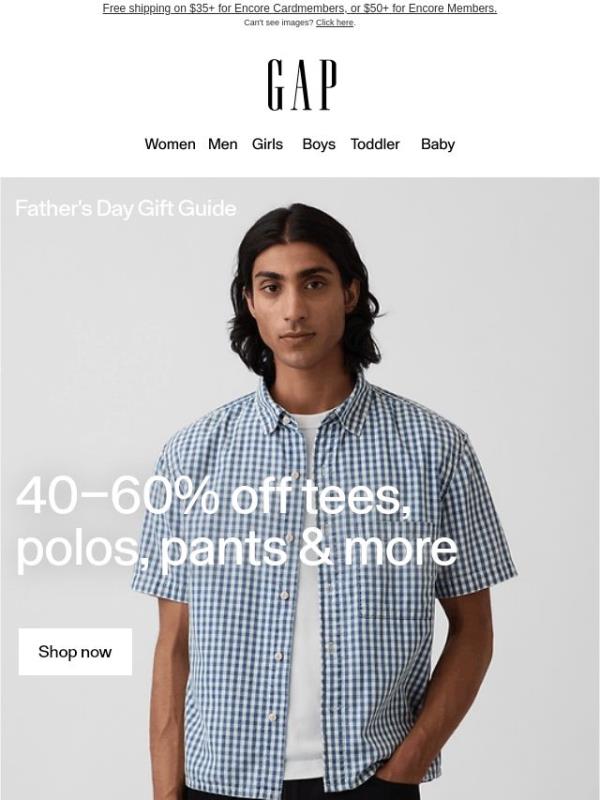 40–60% off matching outfits for Father's Day