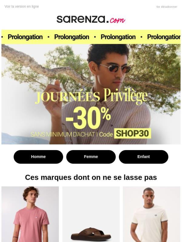 Vous en voulez encore ? -30% prolongés sur Lacoste, BOSS... 🔥