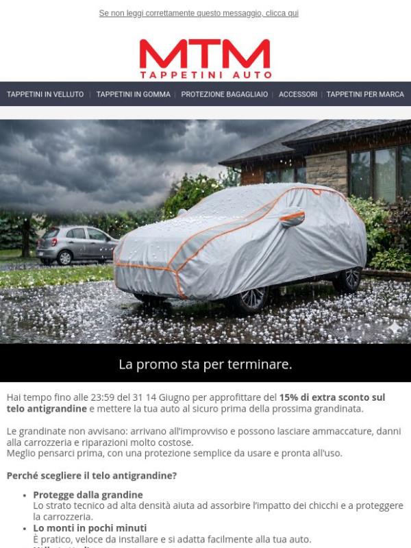 ⛈️[ULTIME ORE] 15% di Extra Sconto sul Telo Antigrandine per auto.