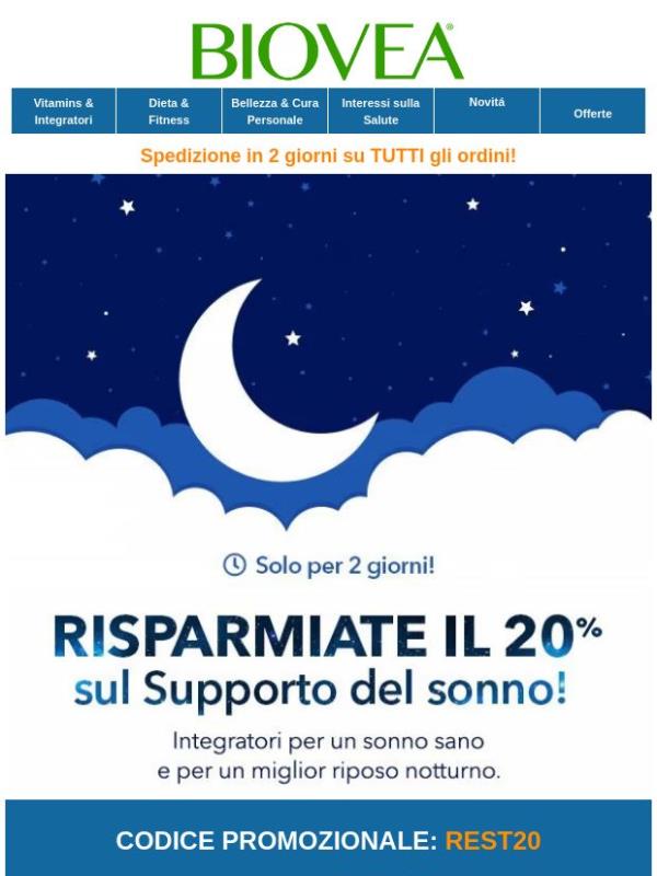 🌙 Una notte di riposo a un prezzo inferiore! Risparmia il 20% su TUTTI i prodotti per il sonno!
