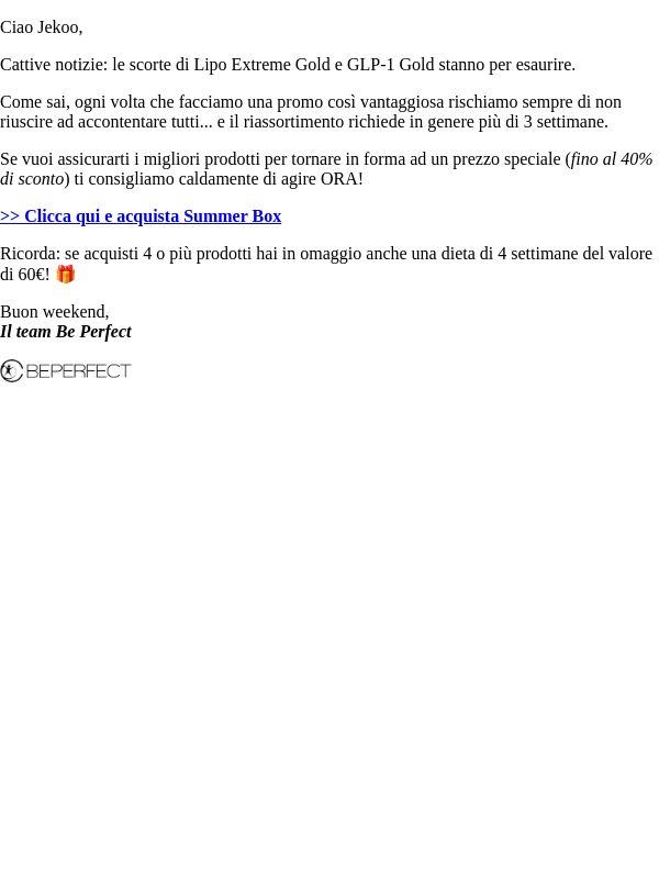 ⚠️ Alcuni prodotti stanno per esaurire!
