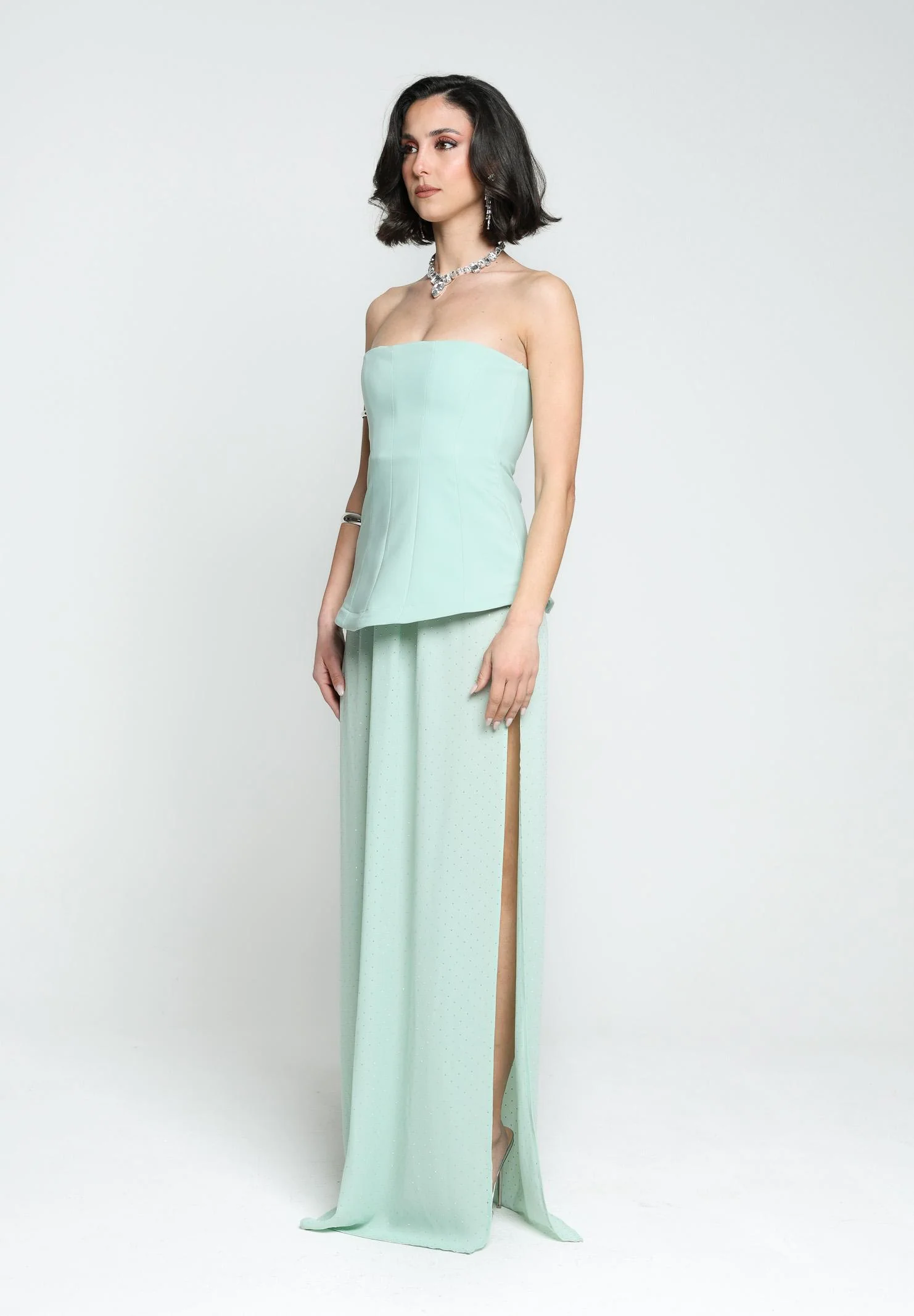 Image of SANTAS Abito lungo CREAM verde menta da donna