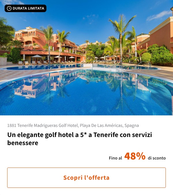 Un elegante golf hotel a 5* a Tenerife con servizi benessere