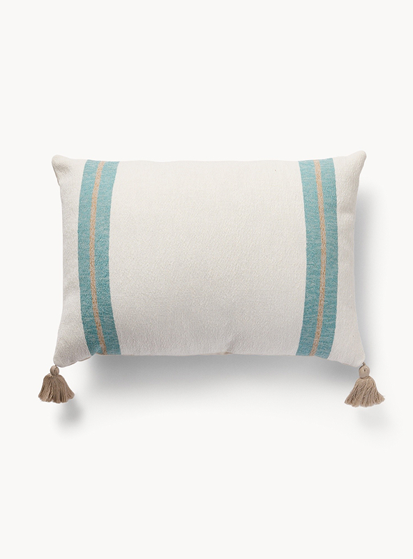 Cuscino a righe e nappine 40x60cm