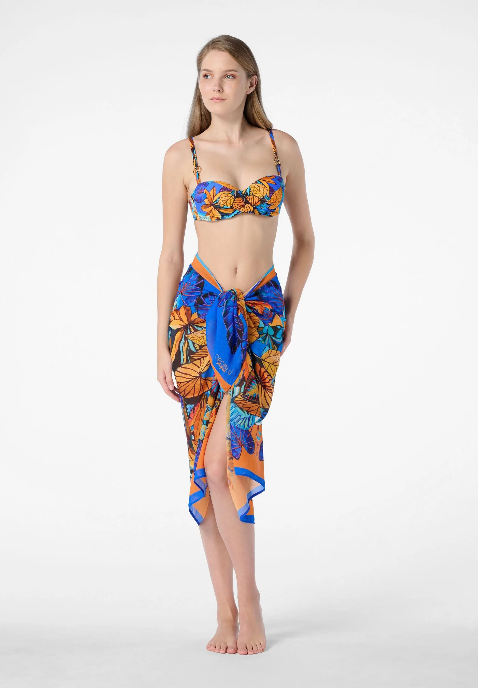 Image of Pareo in Chiffon Color Jungle - Oro