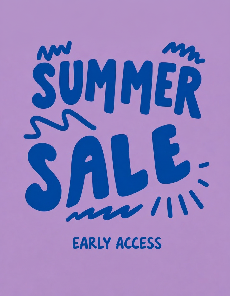 Summer Sale Early Access text on a purple background.
