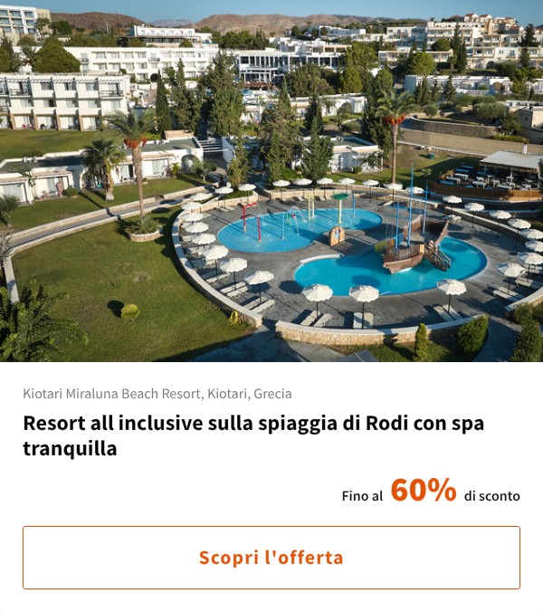 Resort all inclusive sulla spiaggia di Rodi con spa tranquilla