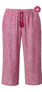 Culotte modello Rose, righe, lino misto, taglio della gamba ampio
