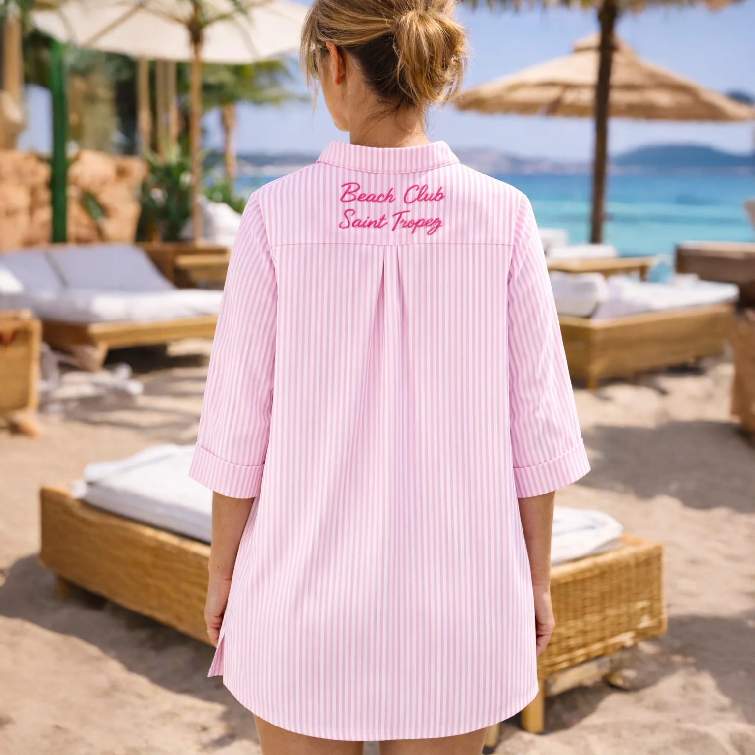 Image of Tunica Copricostume in Puro <br>Cotone Rigato - <b>Beach Club