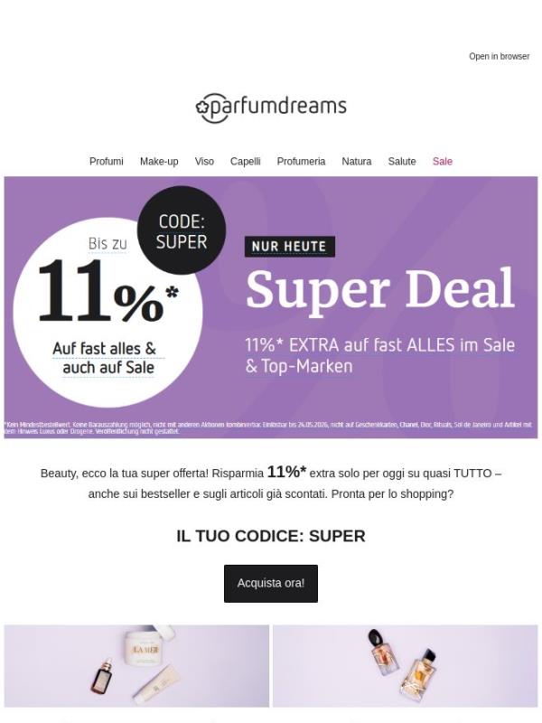 11% EXTRA su quasi TUTTO in saldo & sui migliori marchi